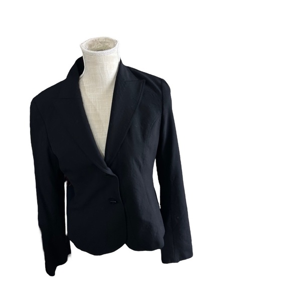Lafayette 148 New York Blazer Black Wool 2 Button Suit Jacket Sz 2 Blazer Fitted